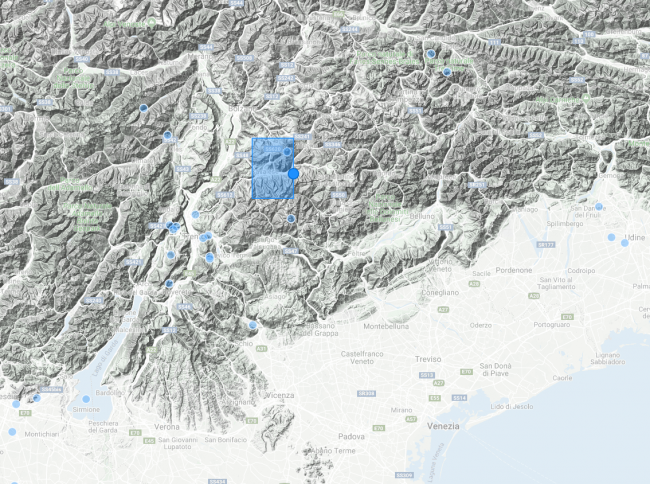 La mappa degli avvistamenti tratta da iNaturalist.org
